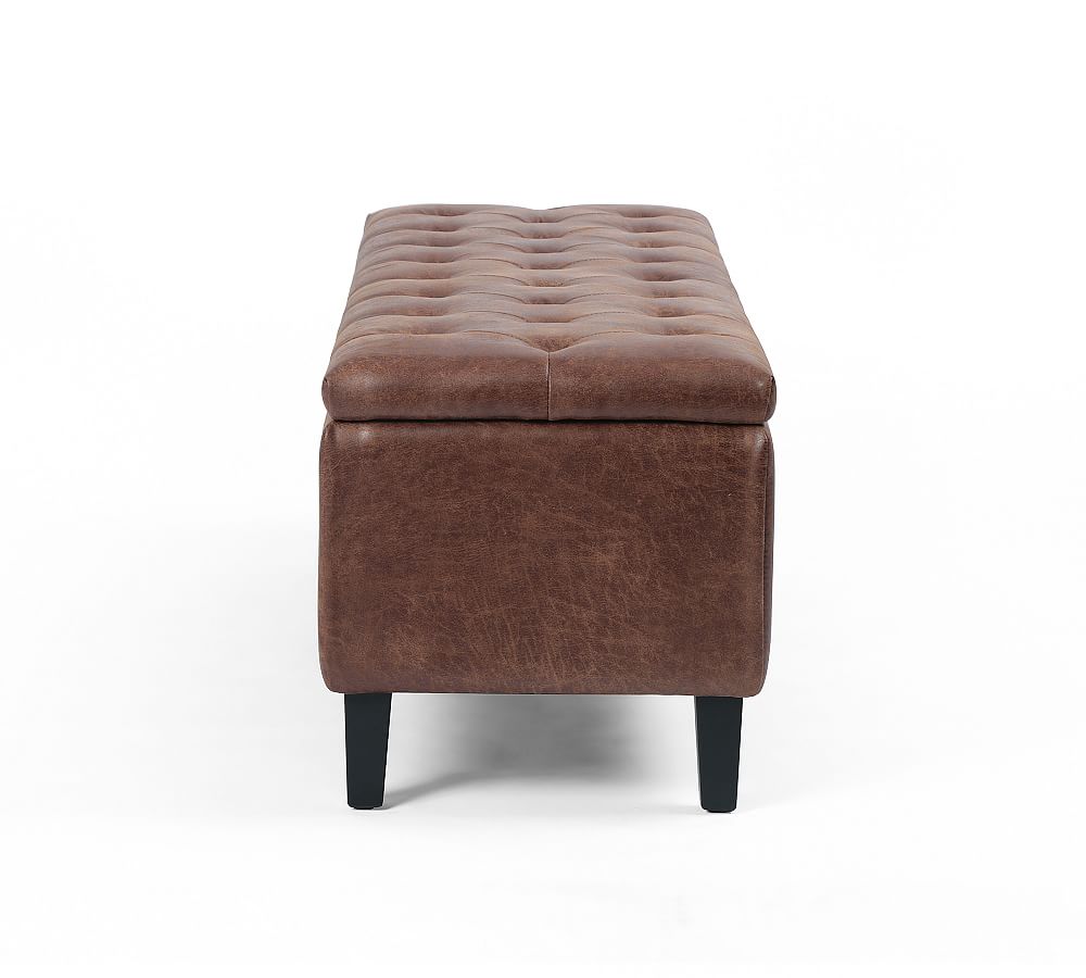 Jay Tufted Leather Storage Bench