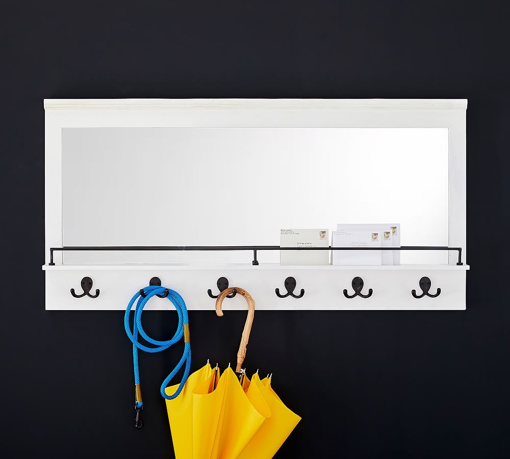 Aubrey Entryway Mirror with Hooks Dutch White Pottery Barn