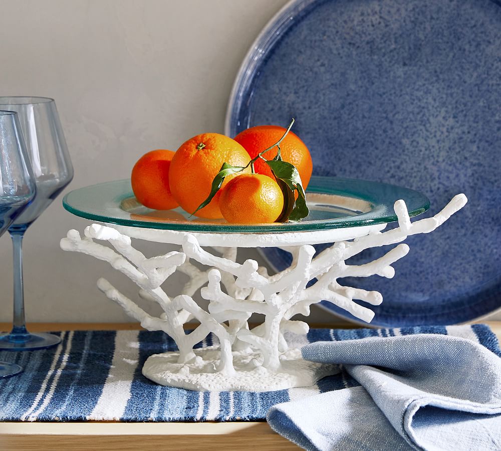 Glass Serving Platter on Coral Stand
