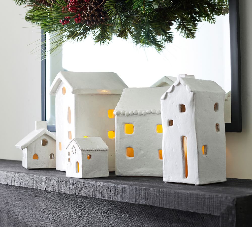 ceramic white christmas houses