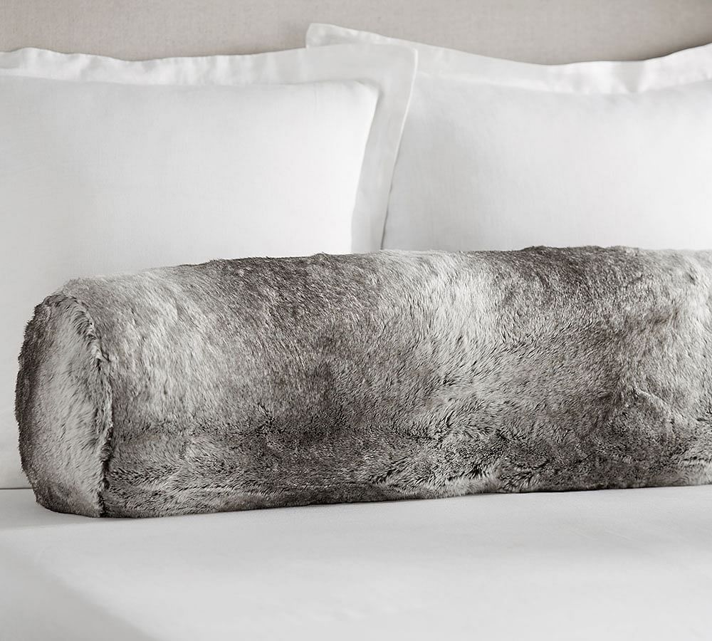 Faux fur bolster online pillow