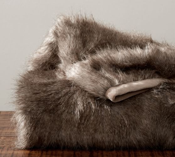 Feather Faux Fur Throw Blanket Pottery Barn