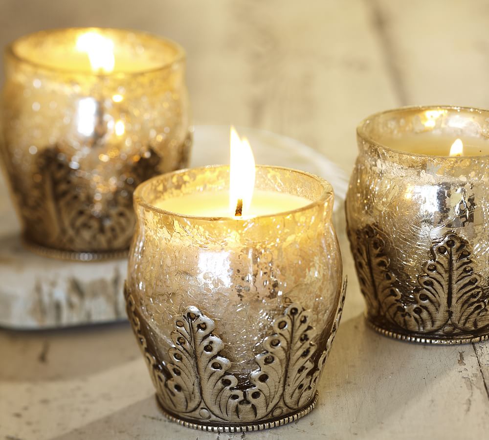 Mercury Glass Scented Candle Pot & Votive, Set of 3, Benefiting St