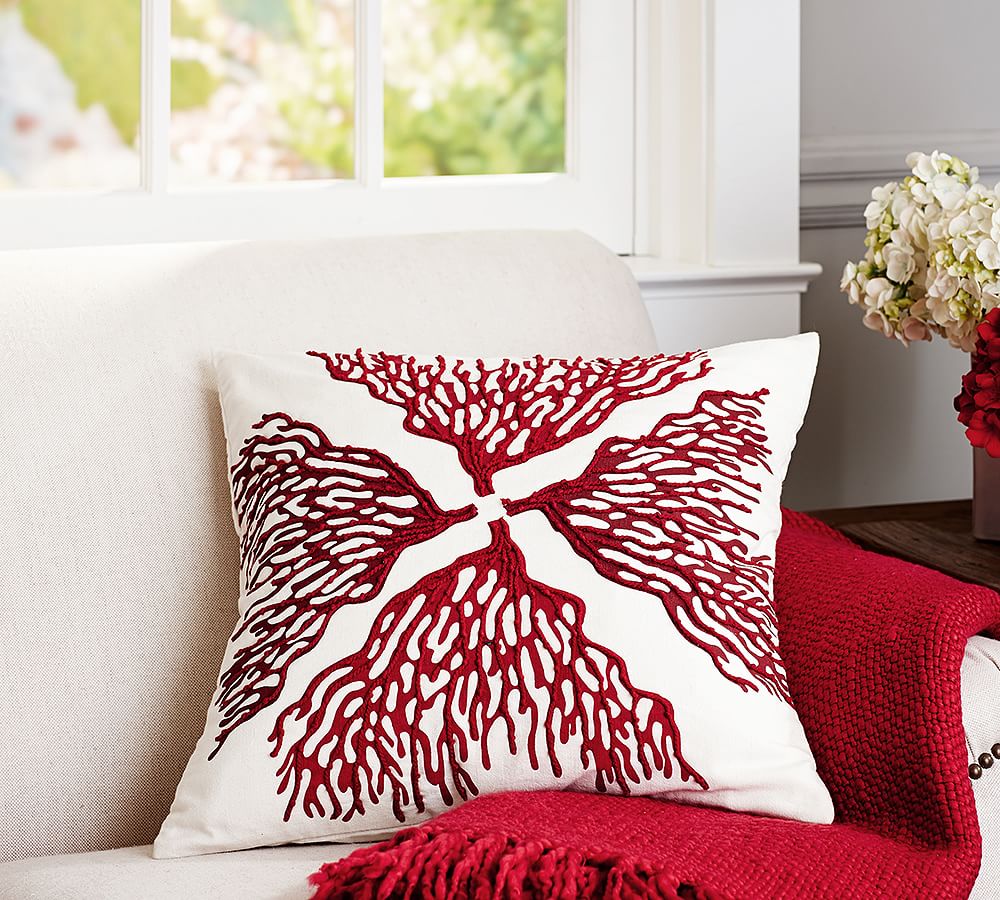 Pottery barn coral clearance pillow