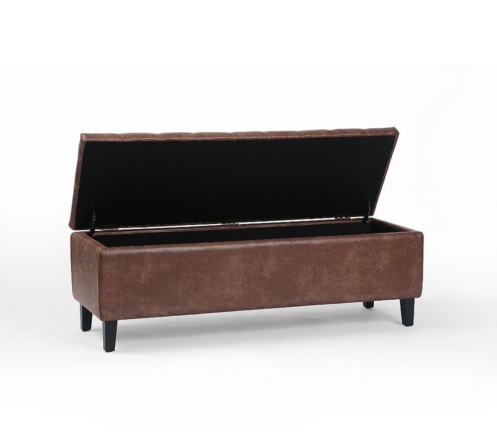 Jay Tufted Leather Storage Bench