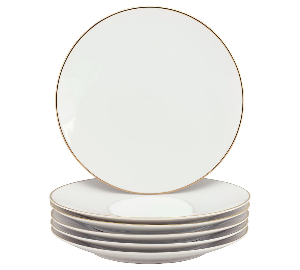 Metallic Rim Coupe Porcelain Dinner Plates - Set of 6 | Pottery Barn