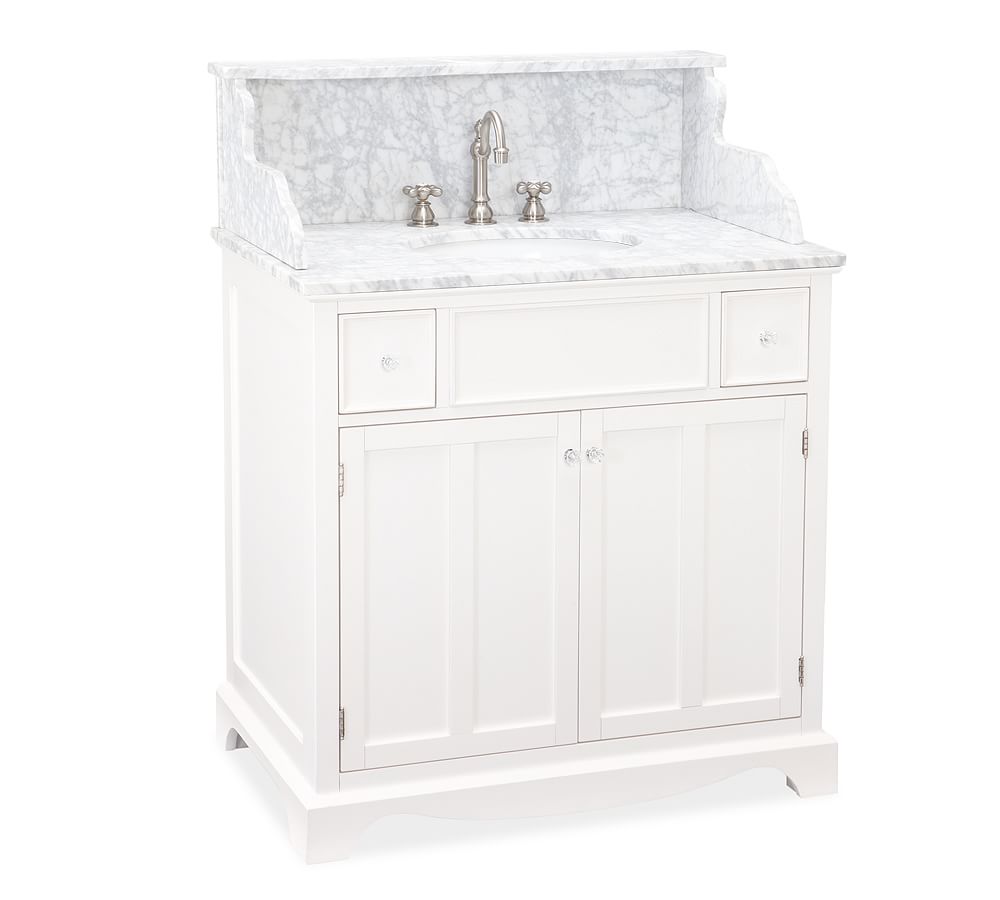 Lucca High Backsplash Single Sink Vanity | Pottery Barn