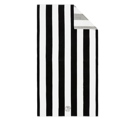 Reversible Awning Striped Beach Towel Black/Gray Pottery Barn