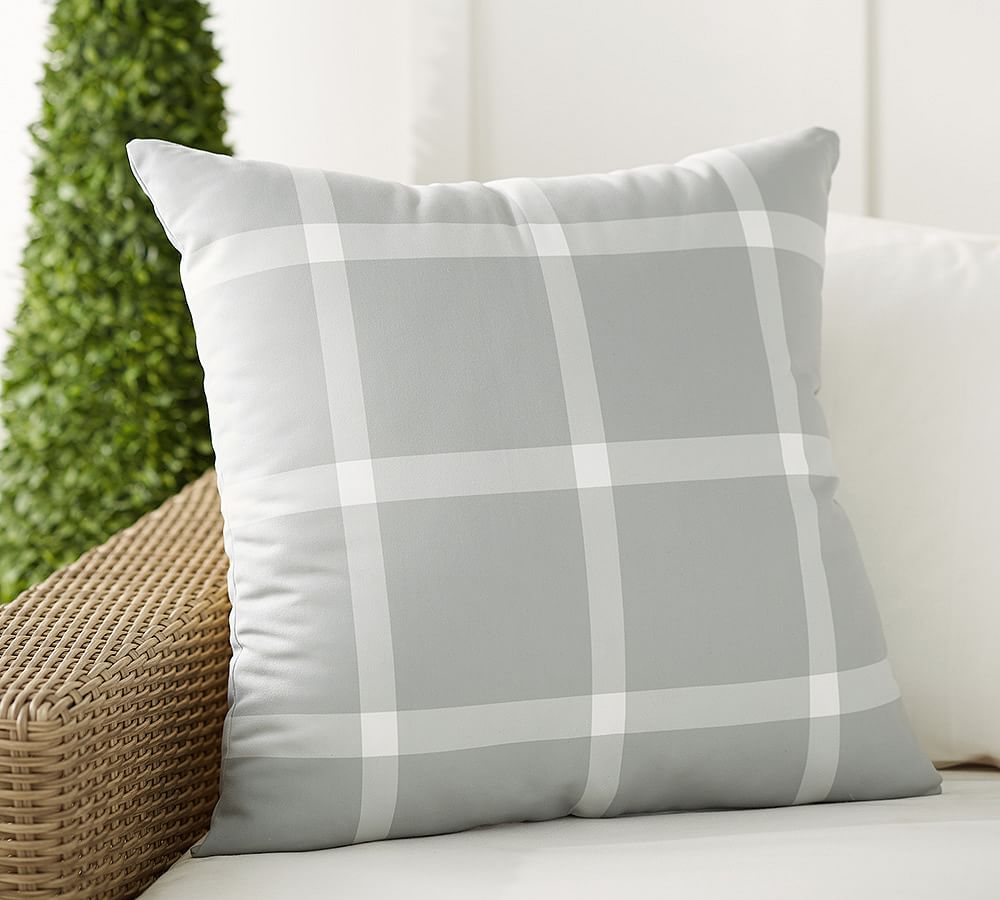 Windowpane Plaid Outdoor Throw Pillow Pottery Barn