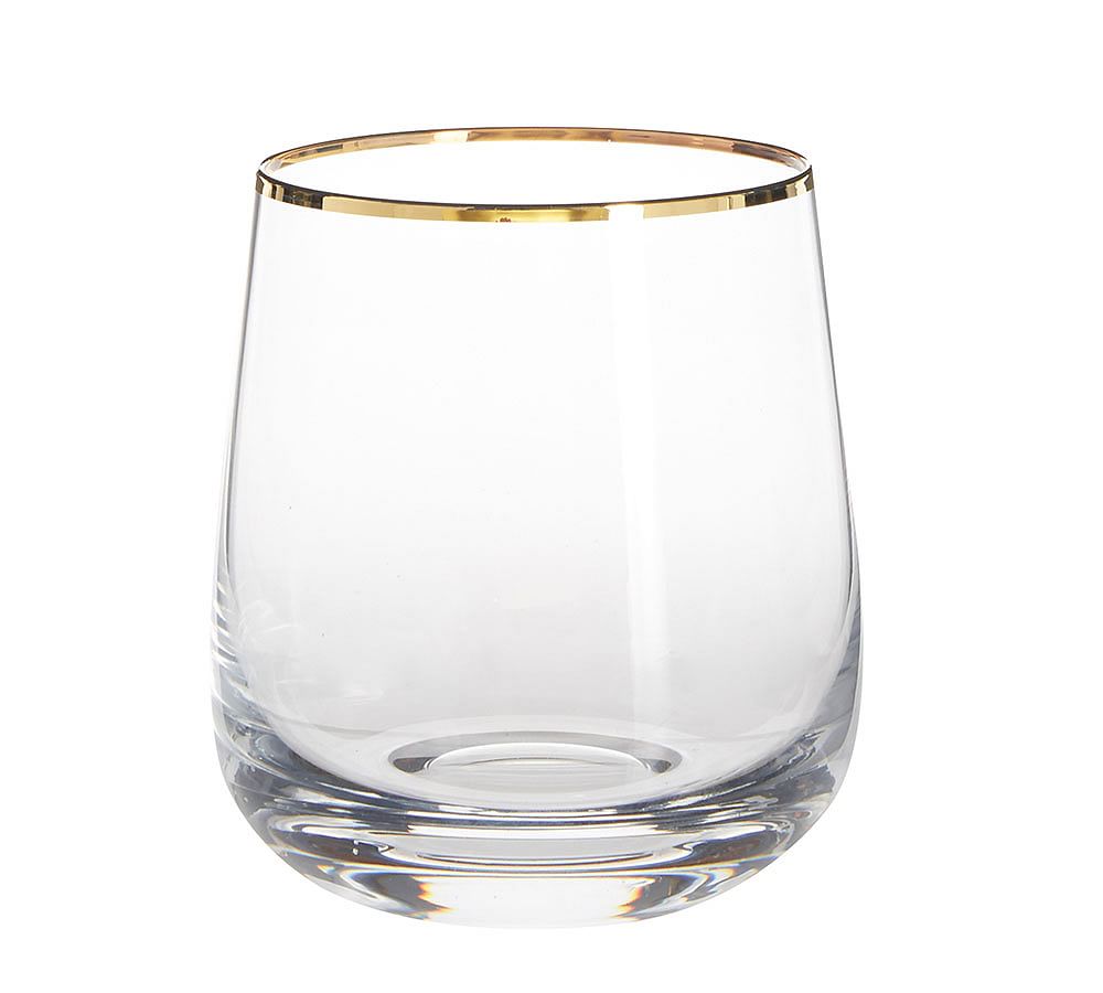 Gold Rim Stemless Wine Set of 6 Pottery Barn