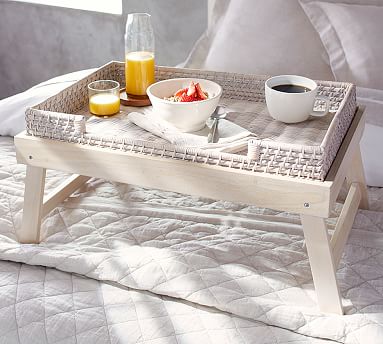 La Jolla Rattan Breakfast Tray with Folding Legs