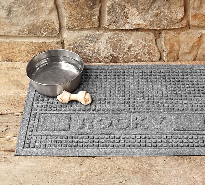 Forestpaw Customized Cat & Dog Bowl Mats for Food and Water,Personalized  Pet Mats with Waterproof and Easy to Clean,Floor mat for Dog Bowls,Silver