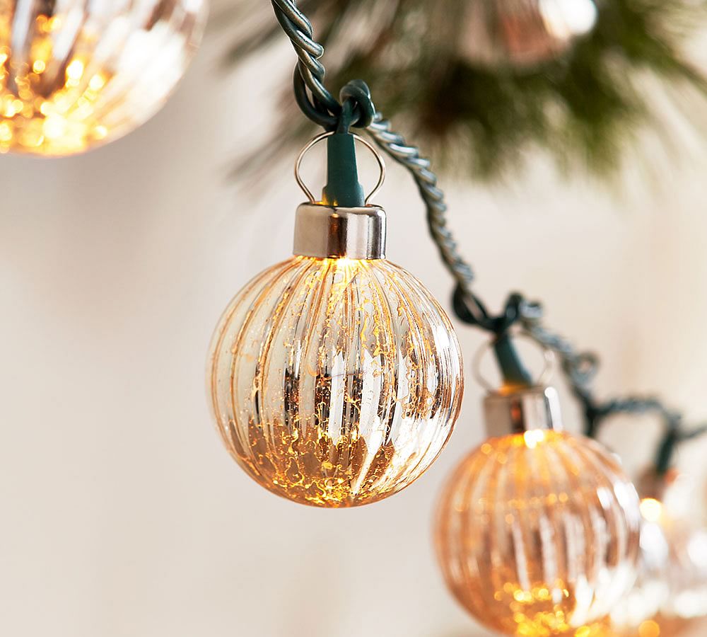 Vintage Glass Ornaments String Lights, Christmas