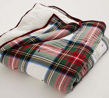 Stewart Plaid Cotton Sherpa Blanket