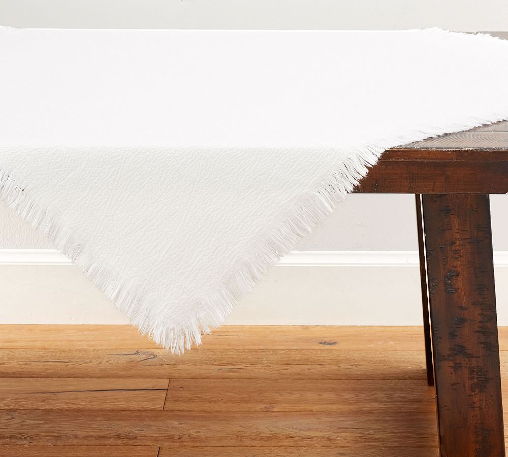Ivory Fringe Cabana Table Throw Pottery Barn