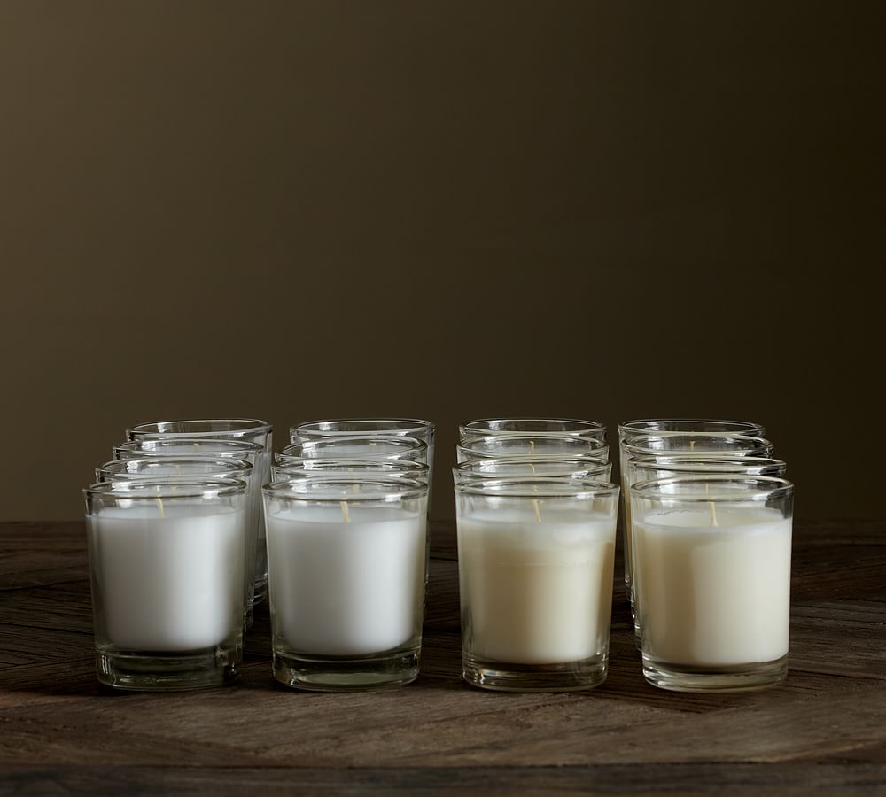 Unscented Filled Glass Votive Candles, Set of 16 Pottery Barn