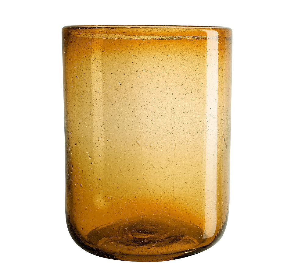 Recycled Bubble Glass Hurricane Candle Holder Amber Pottery Barn