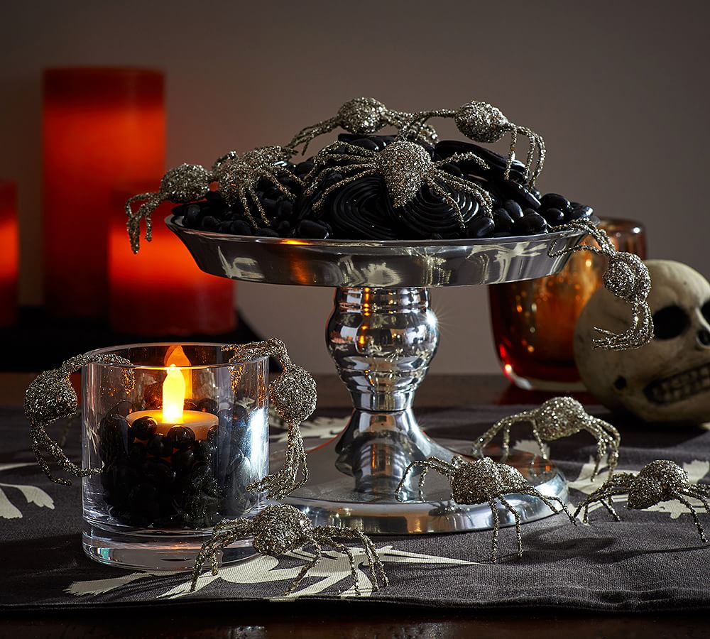 Silver Glitter Spiders Vase Filler Decorative Objects Pottery Barn