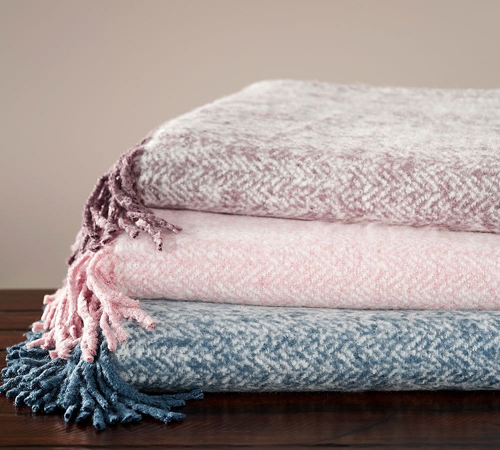 Herringbone Mohair Throw Blanket Pottery Barn
