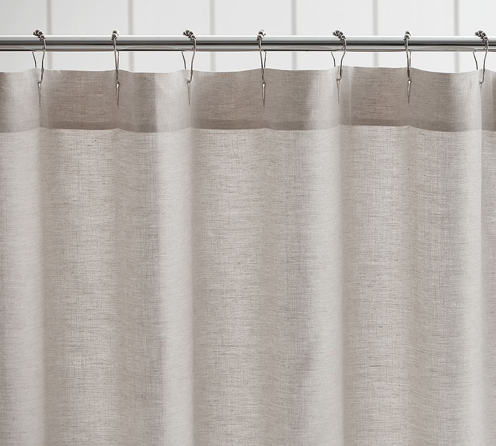 Belgian Flax Linen Hemstitch Shower Curtain