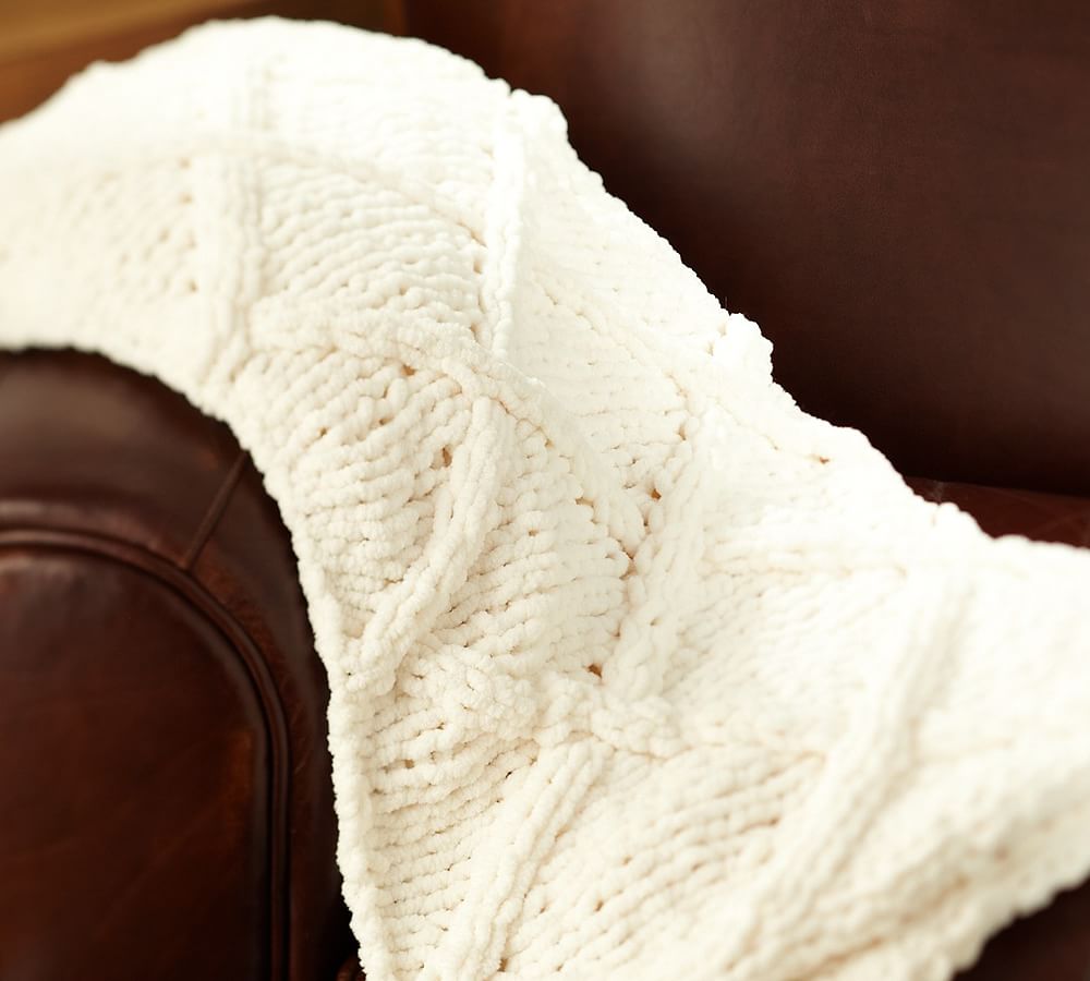 Diamond Hand-Knit Throw | Pottery Barn