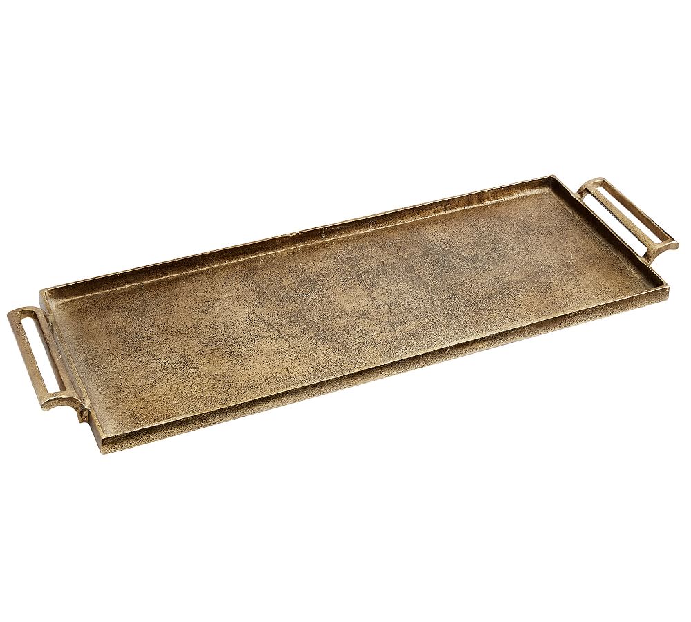 Antiqued Metal Decorative Tray - Large