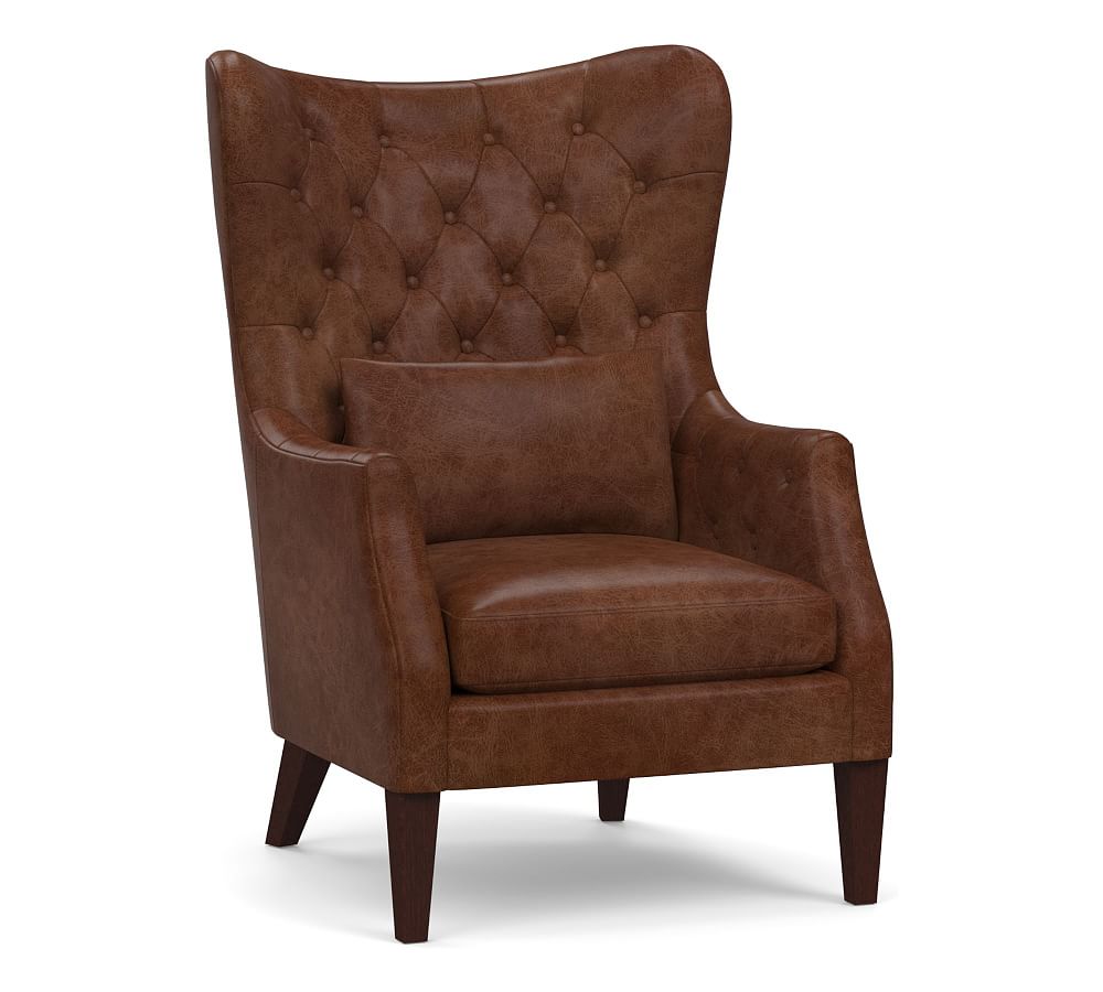 Champlain Square Arm Tufted Wingback Leather Armchair