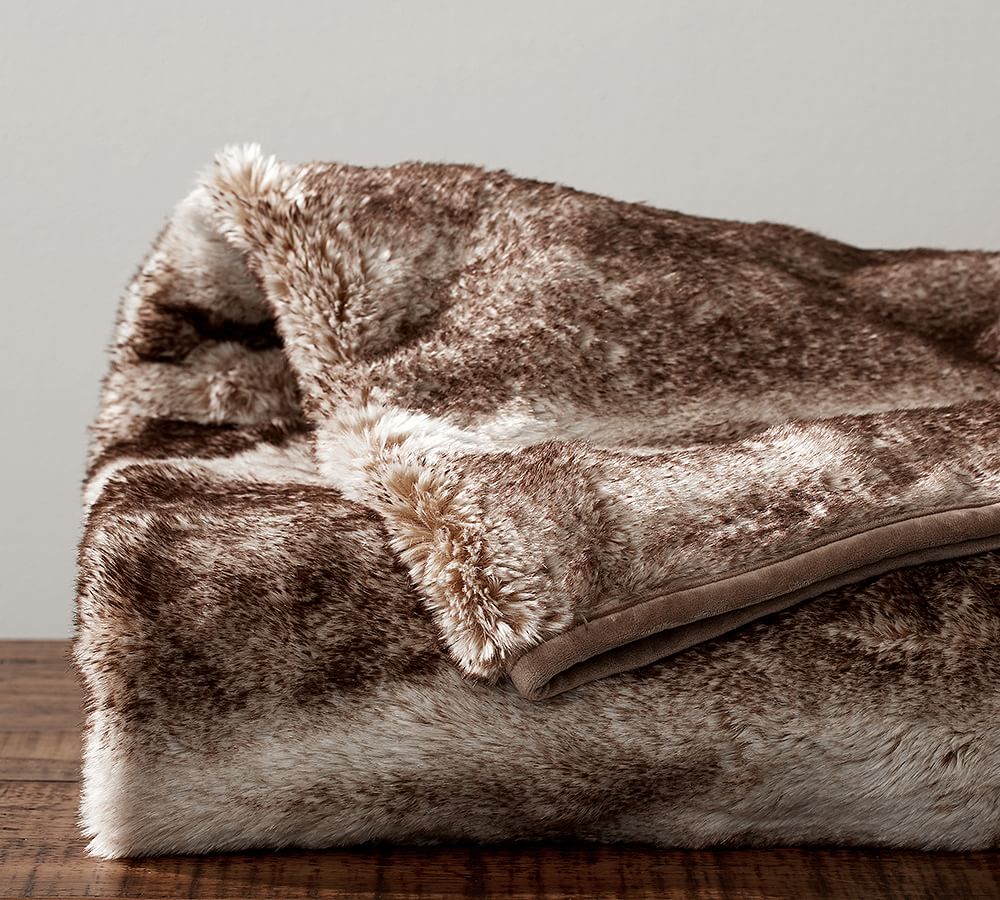 Faux Fur Ombre Throw Blanket