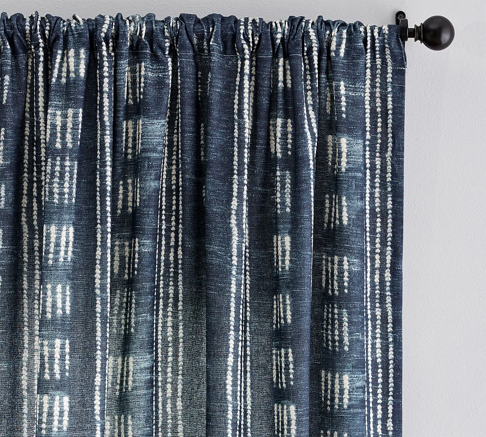 Shibori Dot Linen/Cotton Rod Pocket Curtain