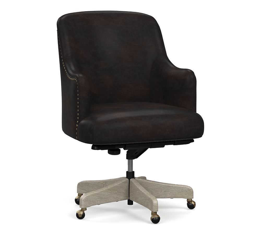 Pottery Barn Reeves Leather Swivel Desk Chair The Summit at