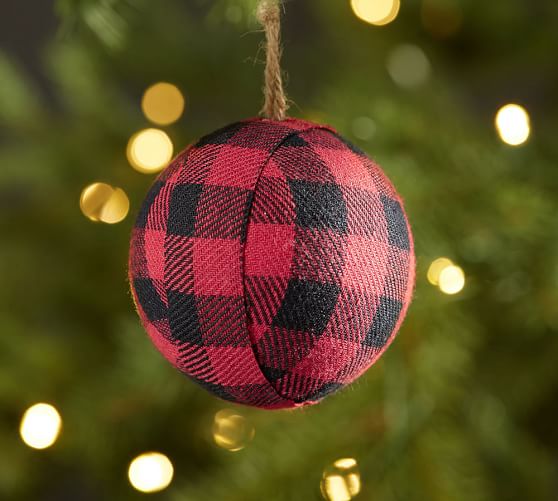 Red Buffalo Check Ball Christmas Ornament