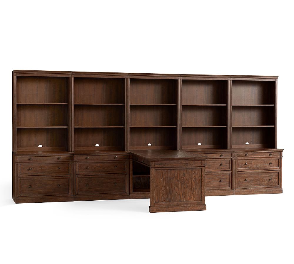 Livingston Peninsula Desk with 175" Bookcase Suite