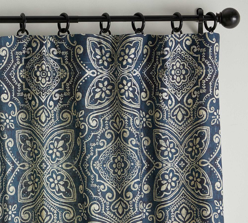 Emina Print Blackout Linen/Cotton Rod Pocket Curtain