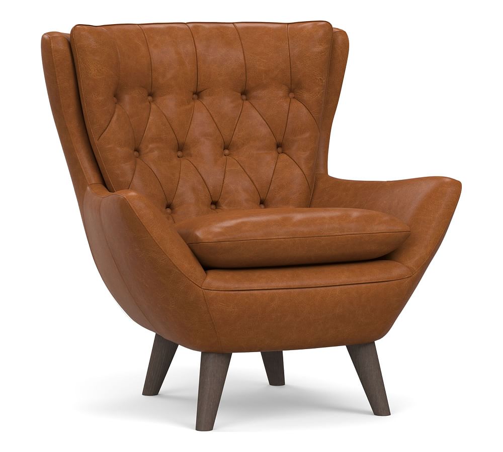 Wells leather swivel discount armchair