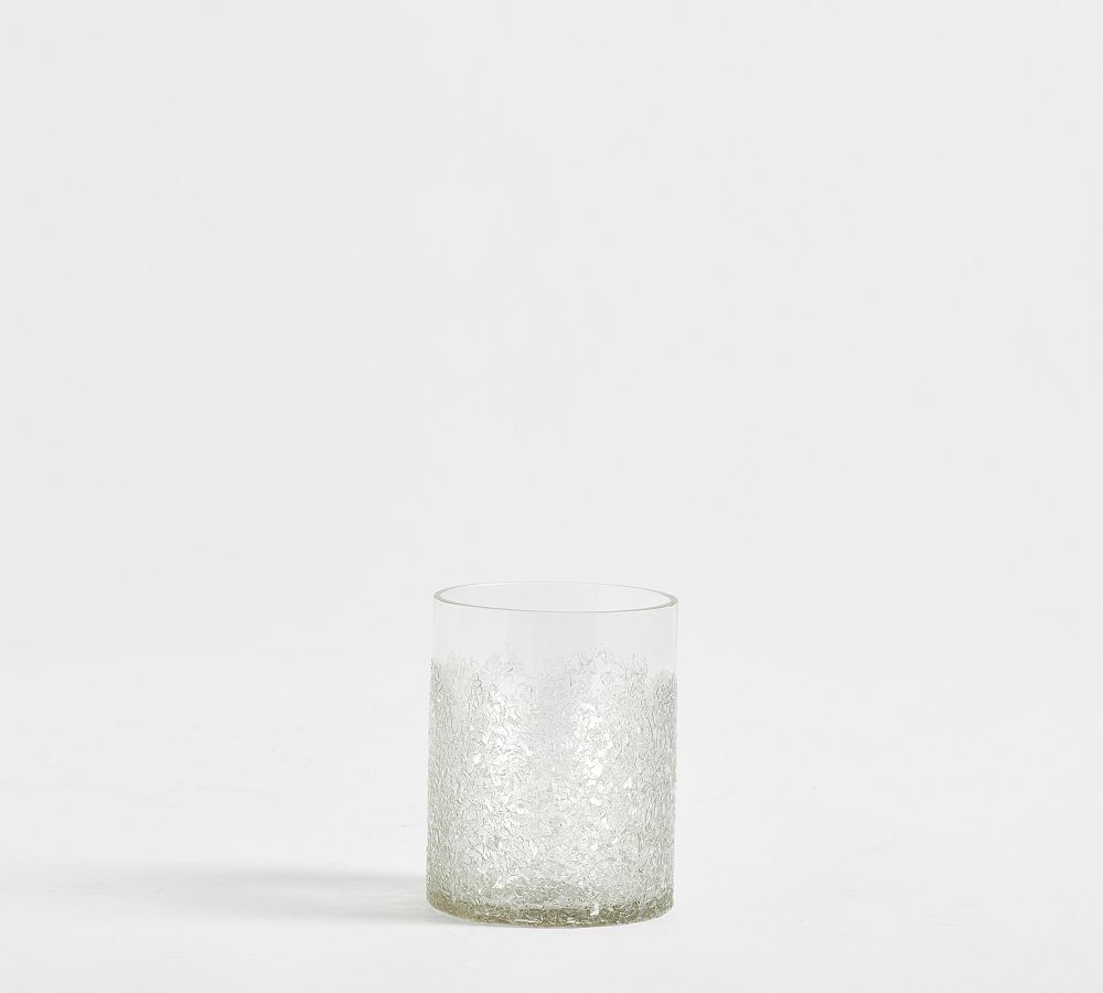 Icy Textured Handcrafted Glass Hurricane Candleholder