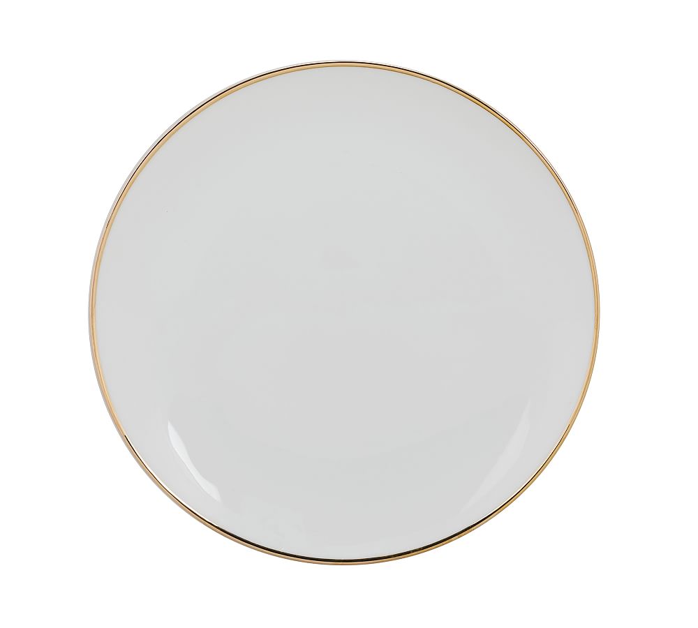 Metallic Rim Coupe Porcelain Salad Plates - Set of 6
