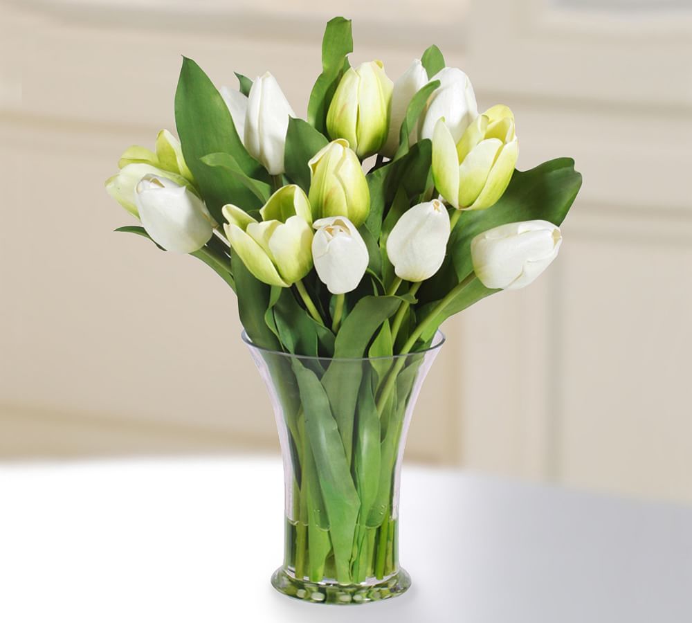 Faux Tulip Glass Vase