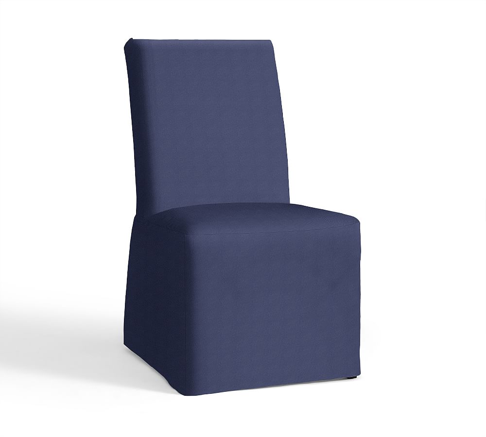 PB Comfort Square Slipcovered Tie Back Dining Chair - Performance Twill Cadet Navy