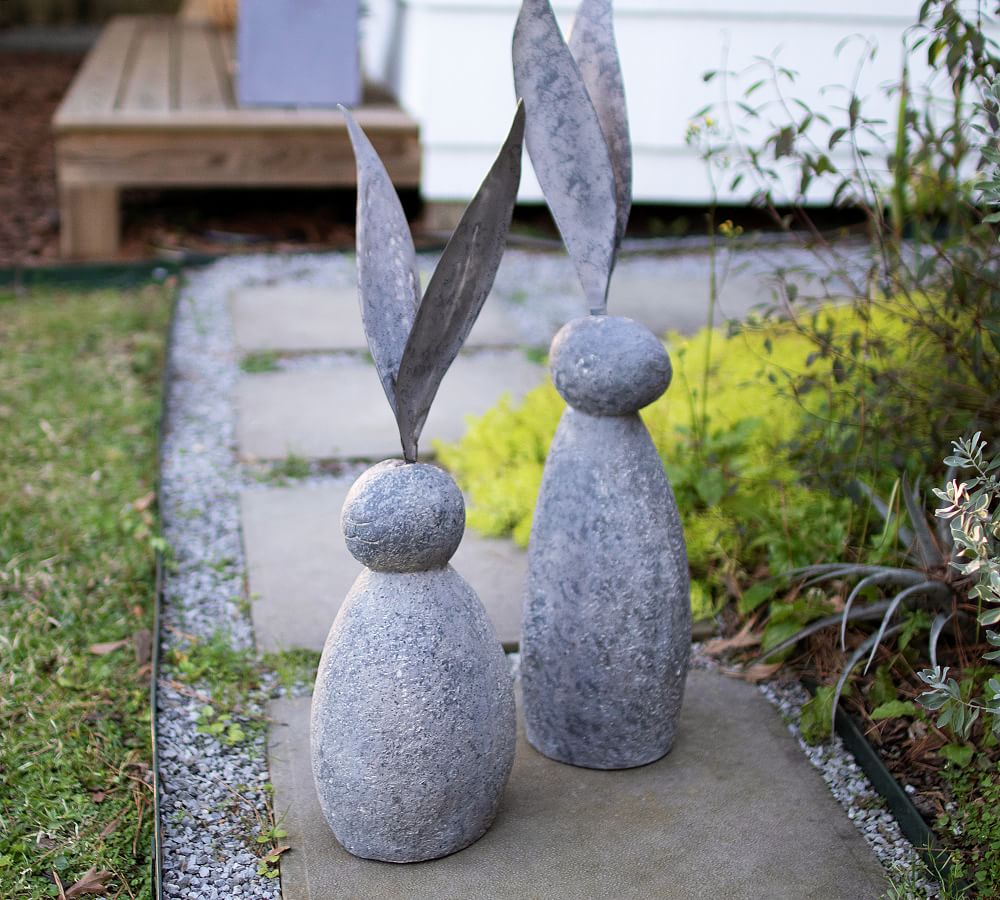 Decorative Stone & Metal Rabbit