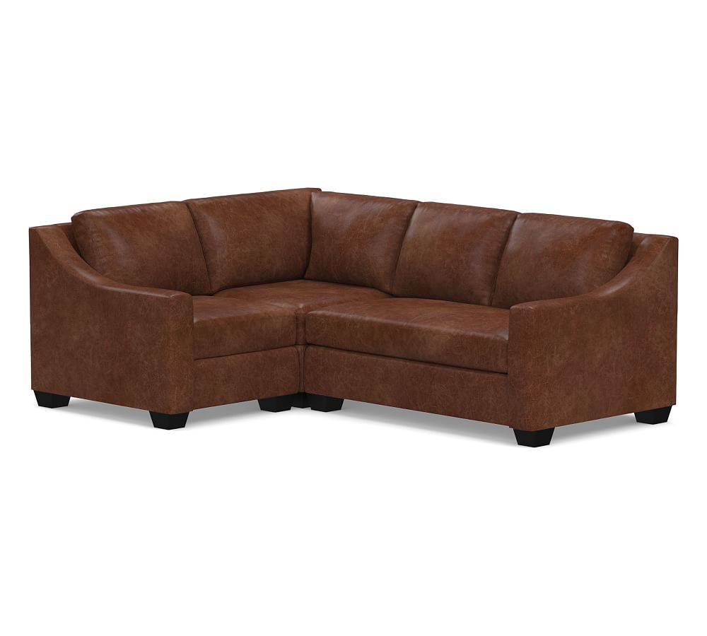 York Slope Arm Leather 3-Piece Sectional
