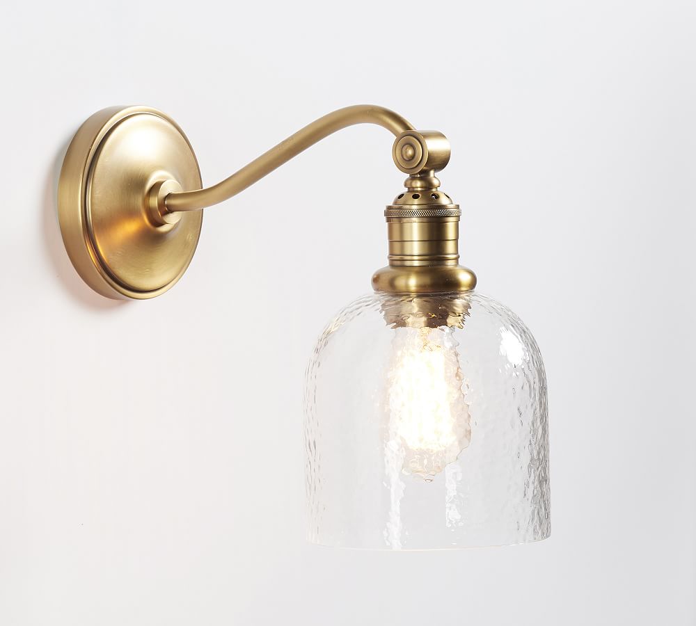 Textured Glass Curved Arm Sconce