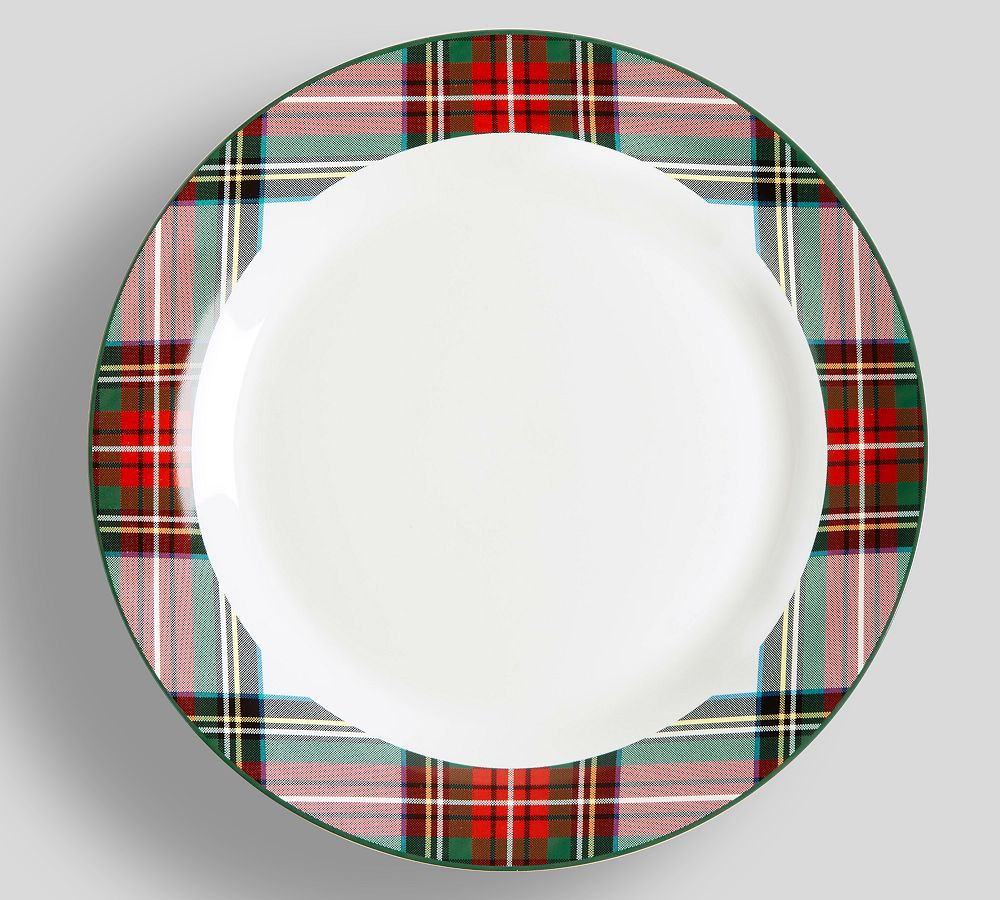 Williams Sonoma Red Tartan Plaid Dinner Plate-A Set