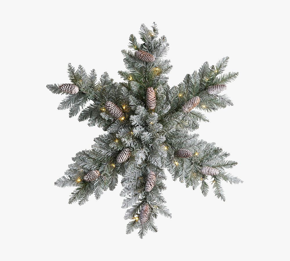 Lit Snowflake Fir Wreath - 30"