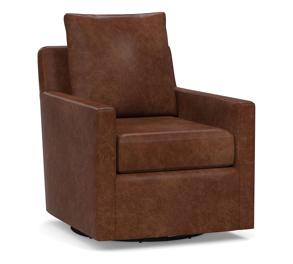 Ayden Square Arm Leather Swivel Glider
