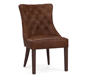 Faux leather best sale tufted dining chair