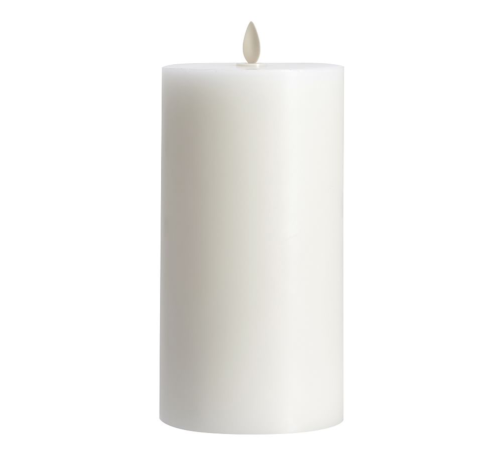 4" x 8" White Premium Flickering Flameless Wax Pillar Candle