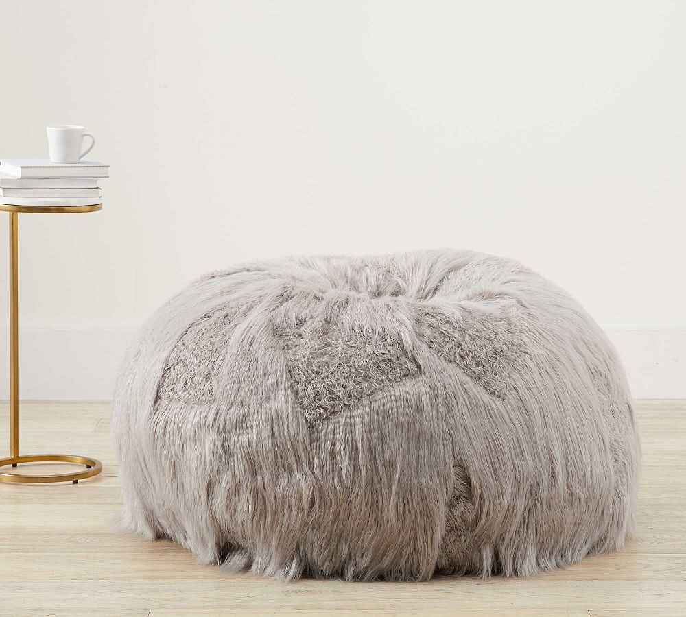 Mongolian Patchwork Faux Fur Bean Bag