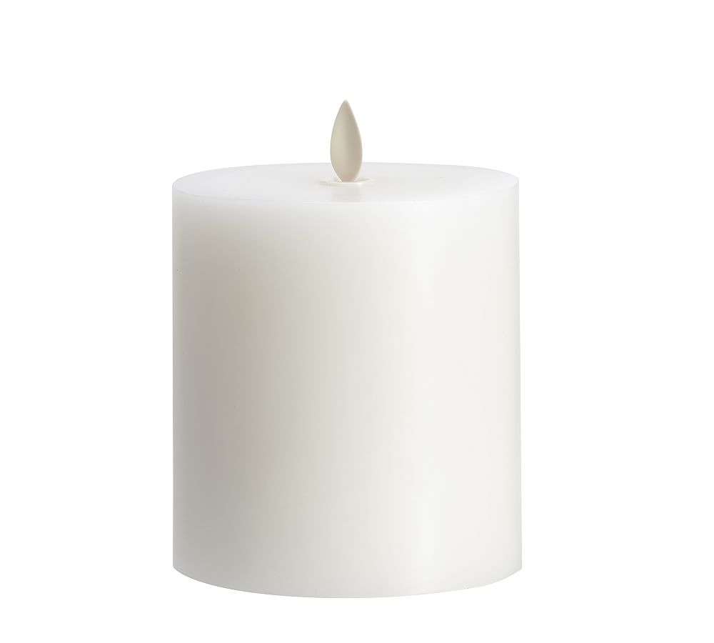 4" x 4.5" White Premium Flickering Flameless Wax Pillar Candle