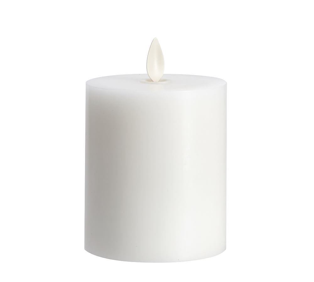 3" x 3.5" White Premium Flickering Flameless Wax Pillar Candle