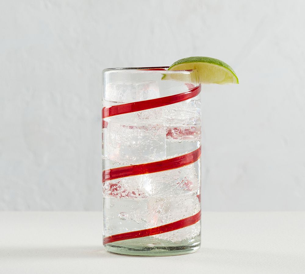 Red Ribbon Handcrafted Recycled Drinking Glasses
